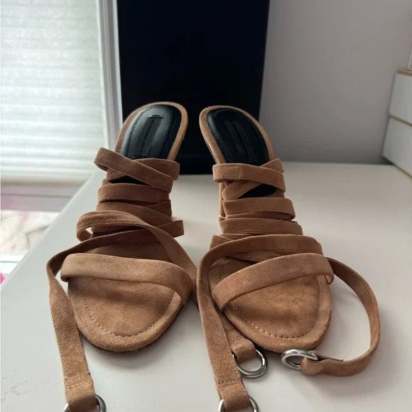 Alexander Wang Tan Suede Heels - Picture 1 of 16
